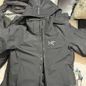 Men's Goose Down Arcteryx Logo Waterproof Warm Hooded Ski Puffer Jacket L